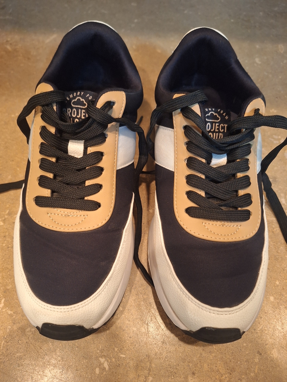 Women’s Black Tan & White Lace-Up Sneakers